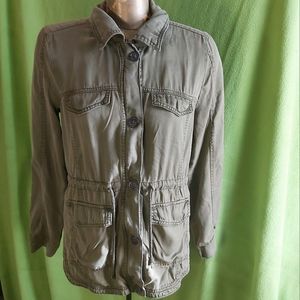 Thread & Supply 100% Lyocell Military Green Cargo Jacket Size Small